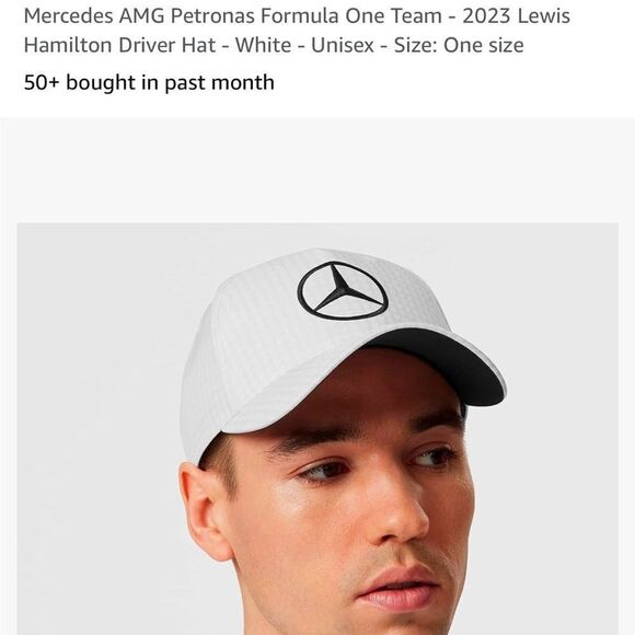 Mercedes AMG Petronas Formula One Team 2023 Lewis Hamilton Driver Hat White NWT - Picture 3 of 10